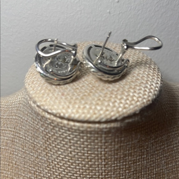 Judith Ripka Elegant Sterling Silver Pearl and Citrine Earrings post back - Picture 2 of 2